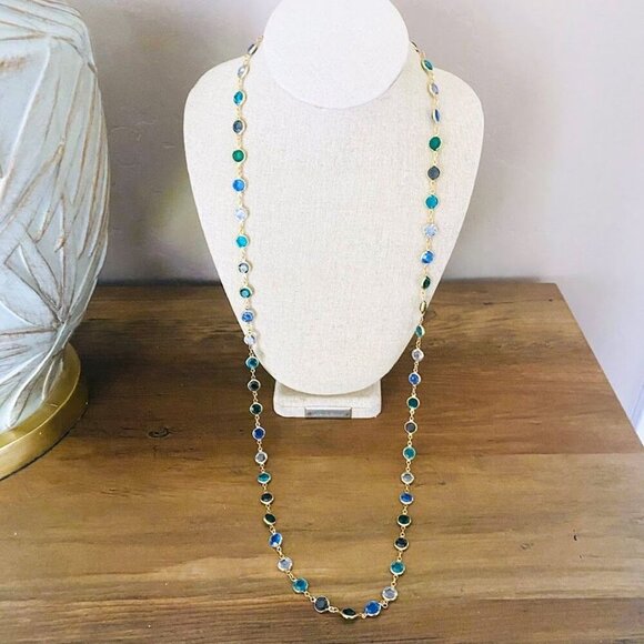 Swarovski Crystal Chiclet 36" Coin Station Chain Vintage Swan Signed - Picture 3 of 4